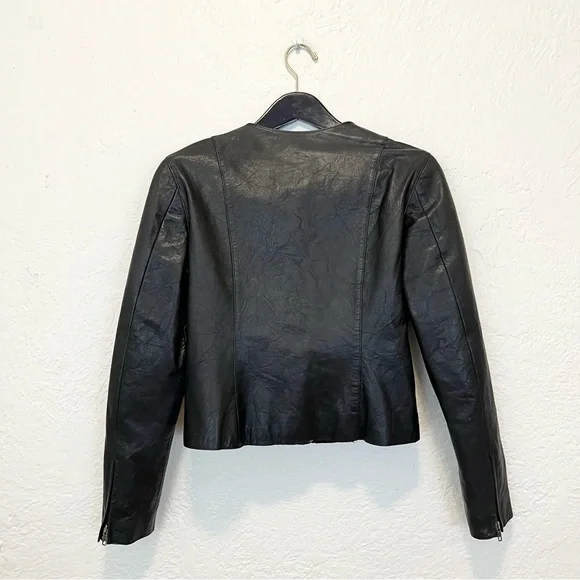 Vintage Gap Small Moto Jacket 100% Genuine Leather Black S Y2K - Picture 10 of 14